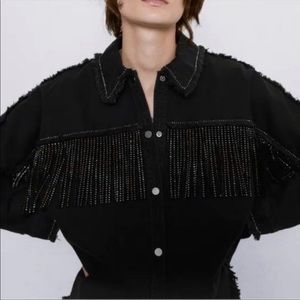 Zara fringe button up top